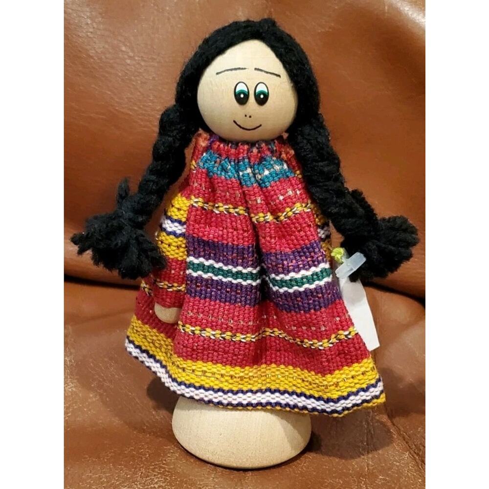 5 Inch 2015 Guatemalan Dios Te Bendiga Wooden God Bless You Doll Figurine